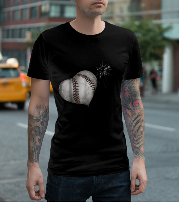 Baseball Heart Crack Funny Cute Love T-Shirt