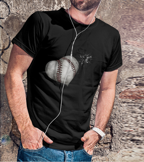 Baseball Heart Crack Funny Cute Love T-Shirt