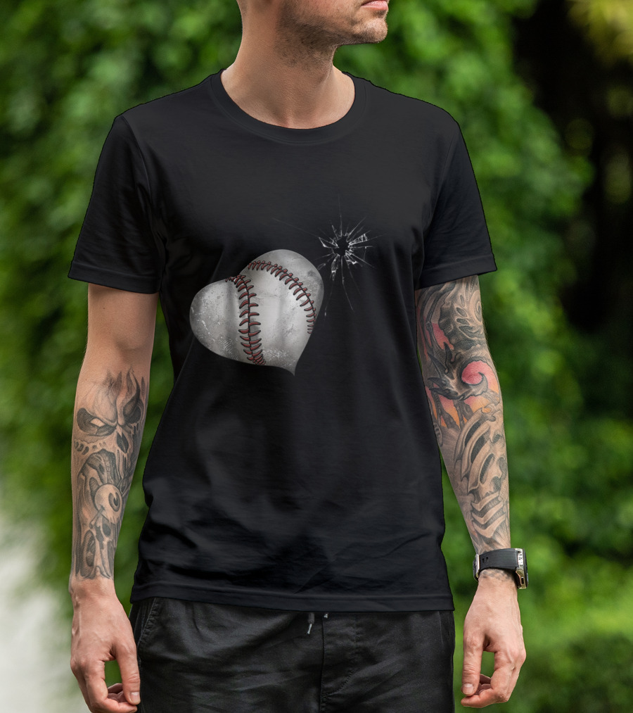 Baseball Heart Crack Funny Cute Love T-Shirt