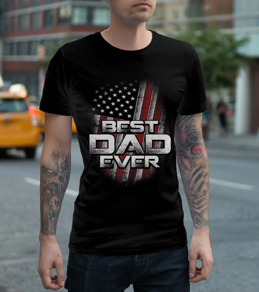 Best Dad Ever American Flag USA 23 T-Shirt