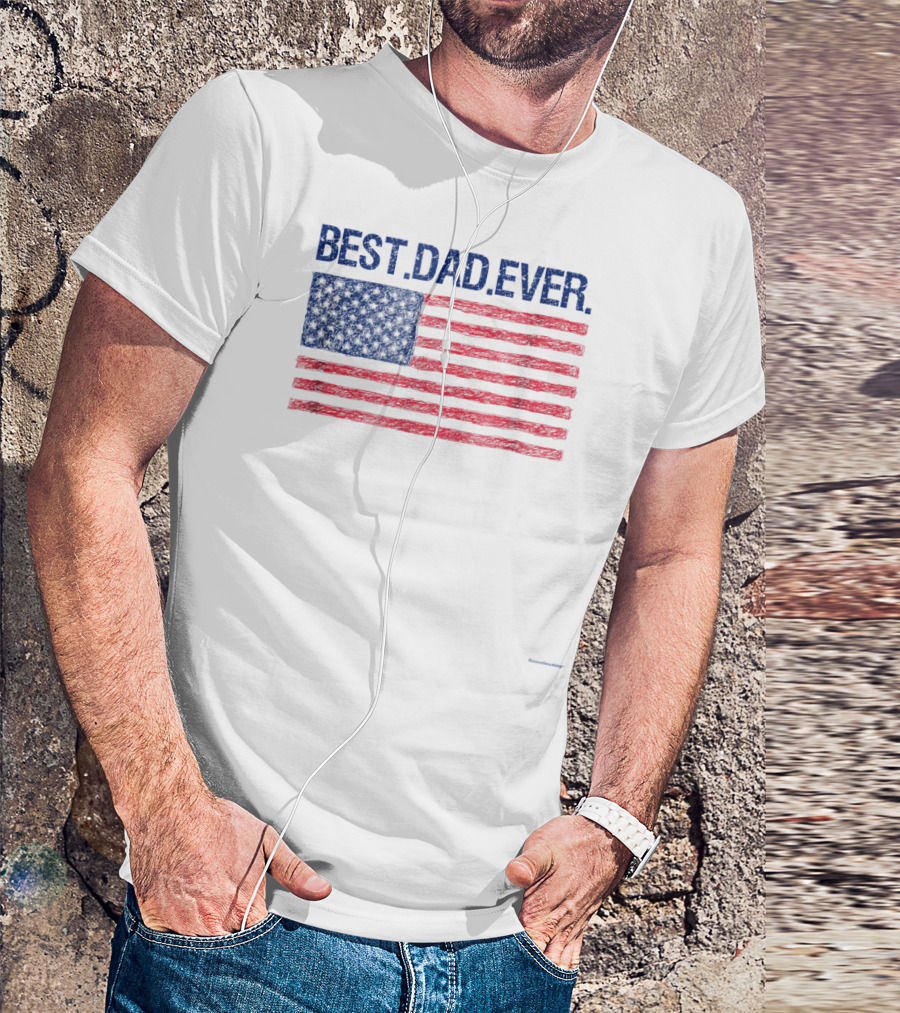 Best Dad Ever Cool Premium American Flag T-Shirt