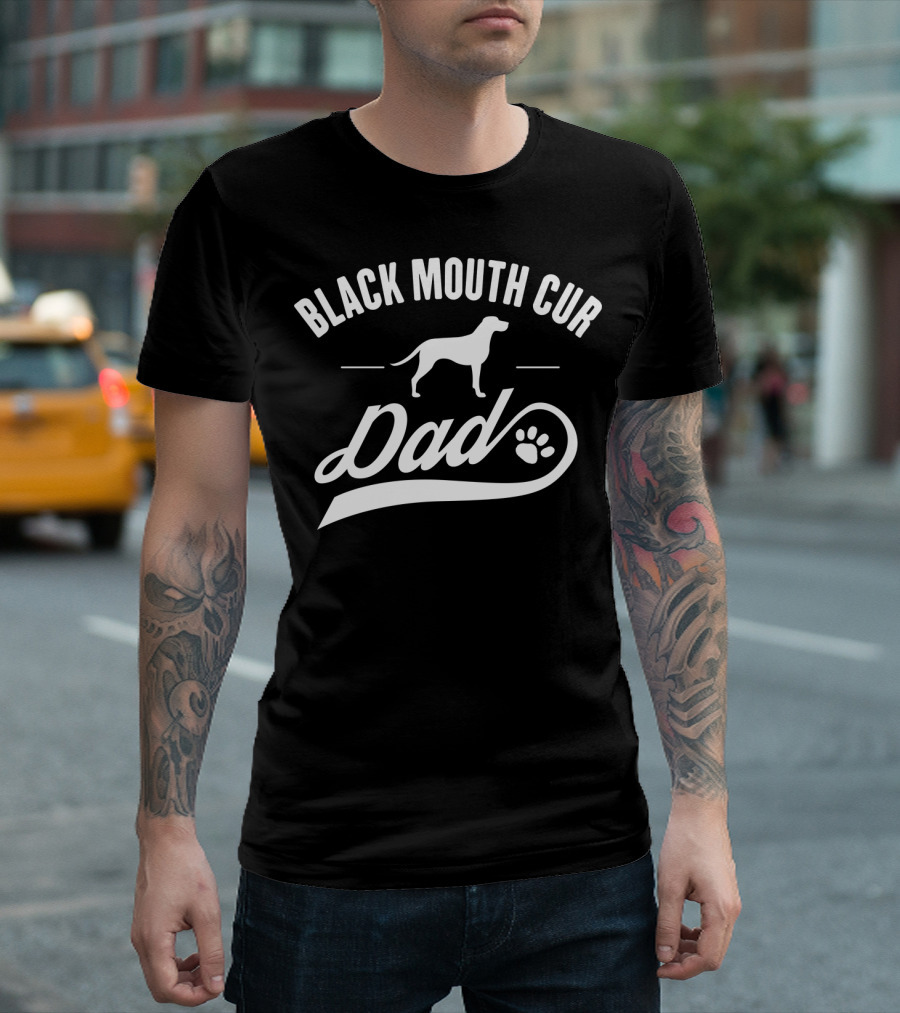 Black Mouth Cur Dad Paw Print Dog Owner Lover T-Shirt