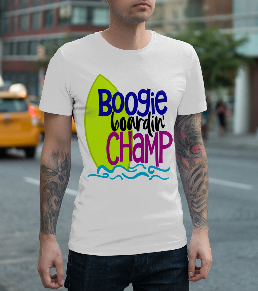 Boogie Boardin' Champ Surfing Summer Dad43 T-Shirt
