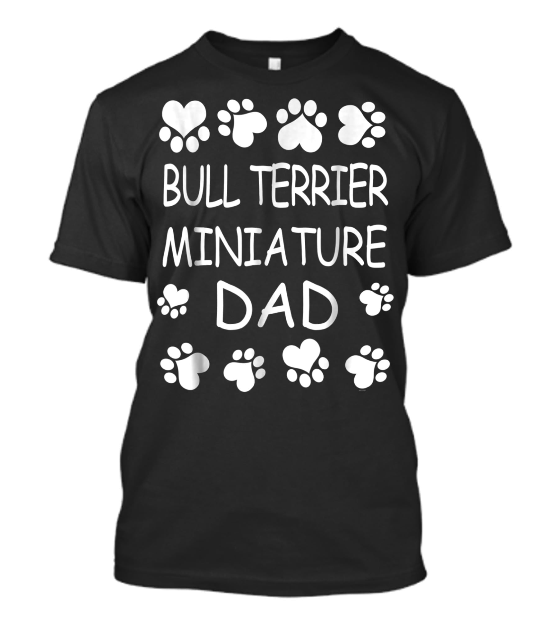 Bull Terrier Miniature Dad Lovers Christmas Paw Hearts T-Shirt