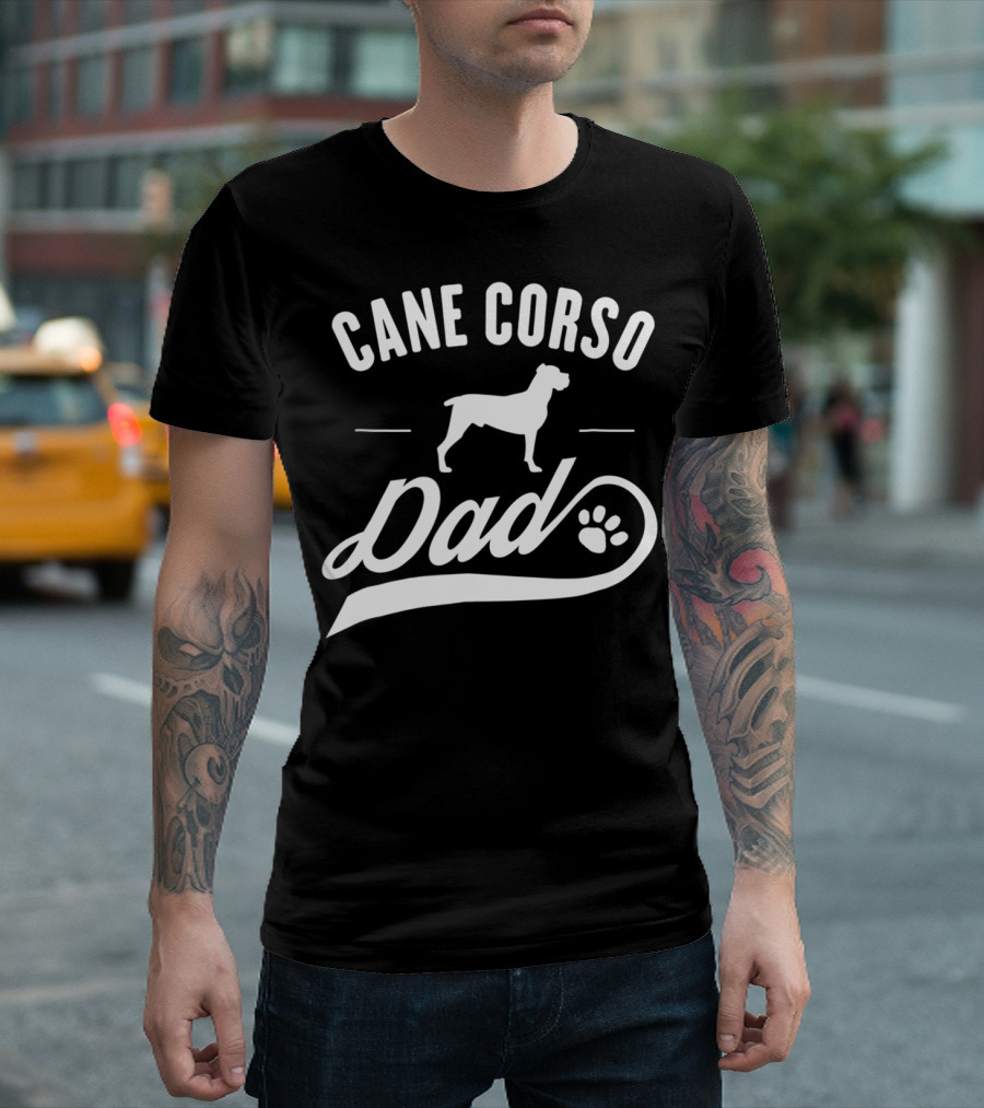Cane Corso Dad Silhouette with Paw Prints T-Shirt