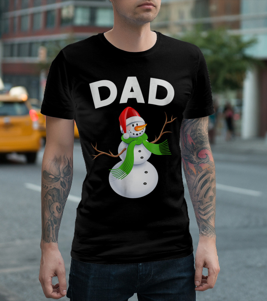 Dad Christmas Snowman Santa Hat Family T-Shirt