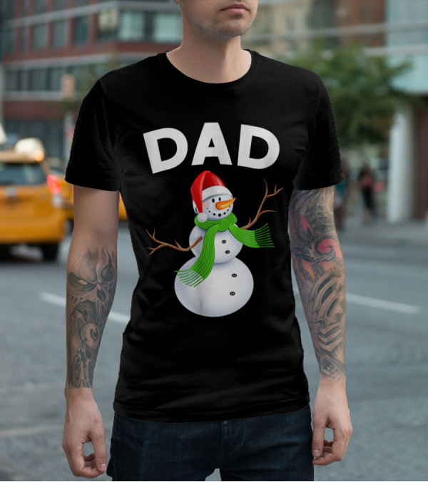Dad Christmas Snowman Santa Hat Family T-Shirt