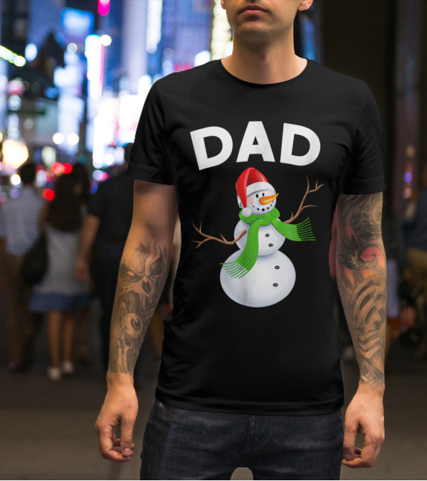 Dad Christmas Snowman Santa Hat Family T-Shirt