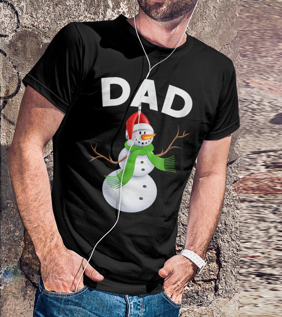 Dad Christmas Snowman Santa Hat Family T-Shirt