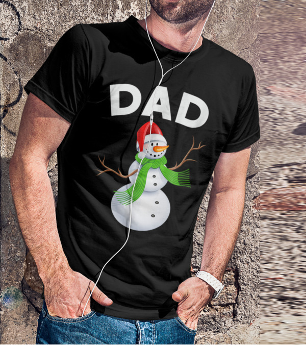 Dad Christmas Snowman Santa Hat Family T-Shirt