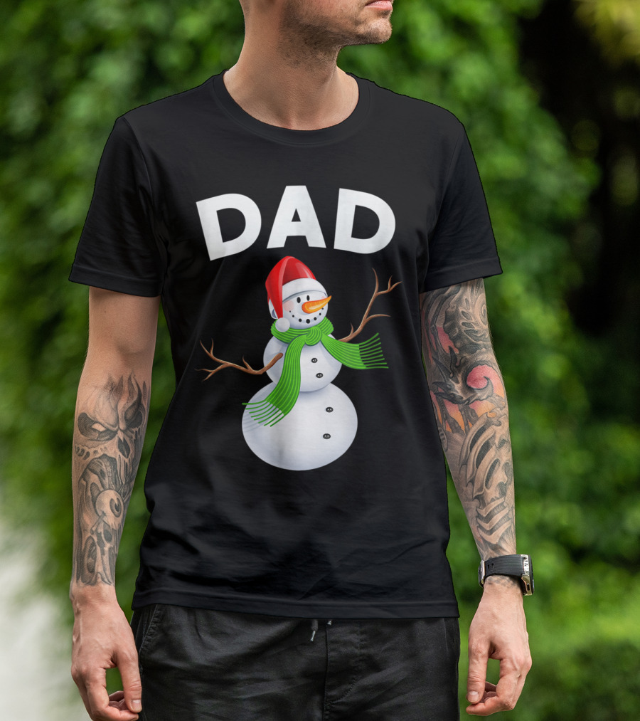 Dad Christmas Snowman Santa Hat Family T-Shirt