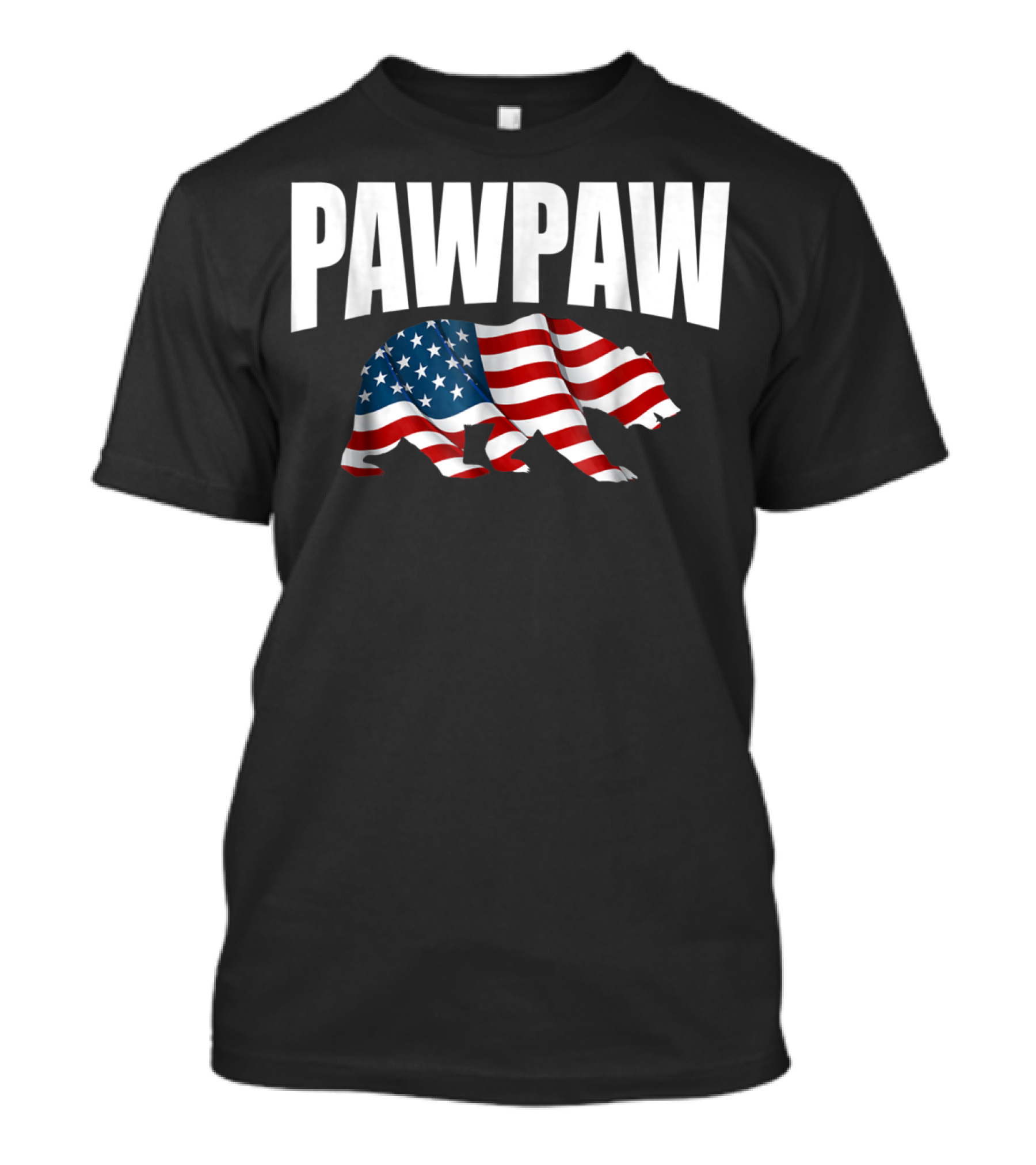 Pawpaw Bear USA Flag Dad Grandpa 4th Of July T-Shirt