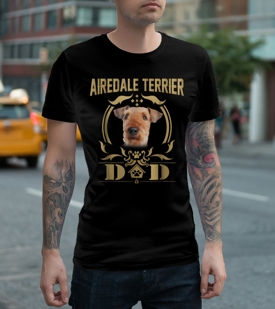 Airedale Terrier Dad Paw House T-Shirt