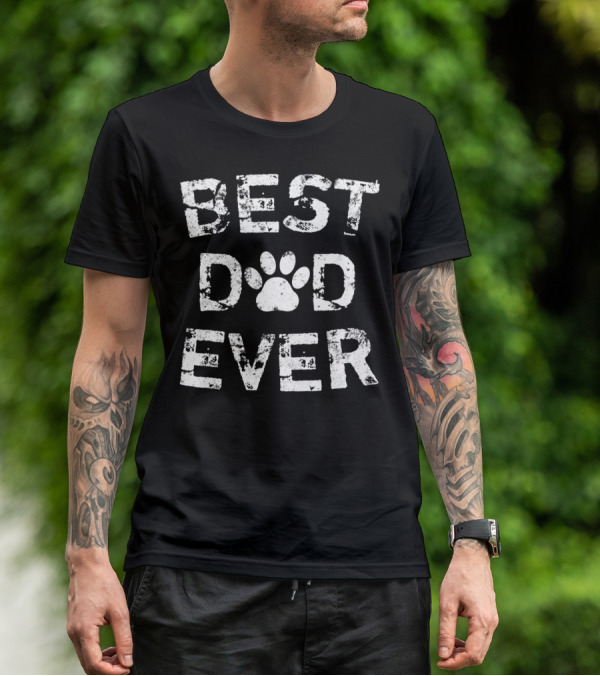 Best Dad Ever Dog Cat Paw Prints T-Shirt