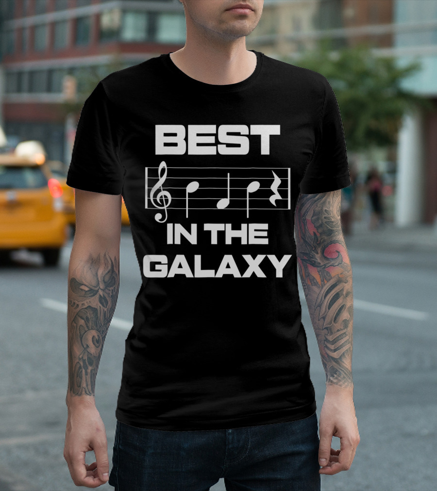 Best Dad In The Galaxy Musician Bass Clef Notes T-Shirt