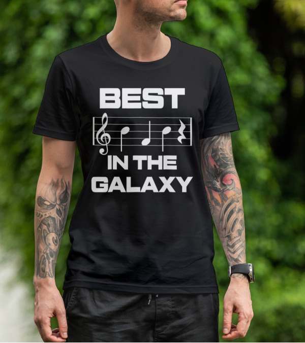 Best Dad In The Galaxy Musician Bass Clef Notes T-Shirt