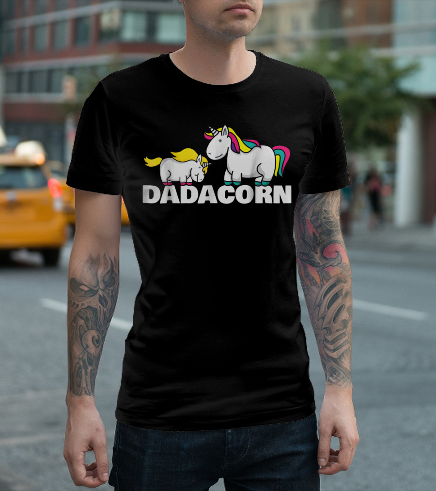Dadacorn Funny Unicorn Best Dad With Colorful Mane T-Shirt