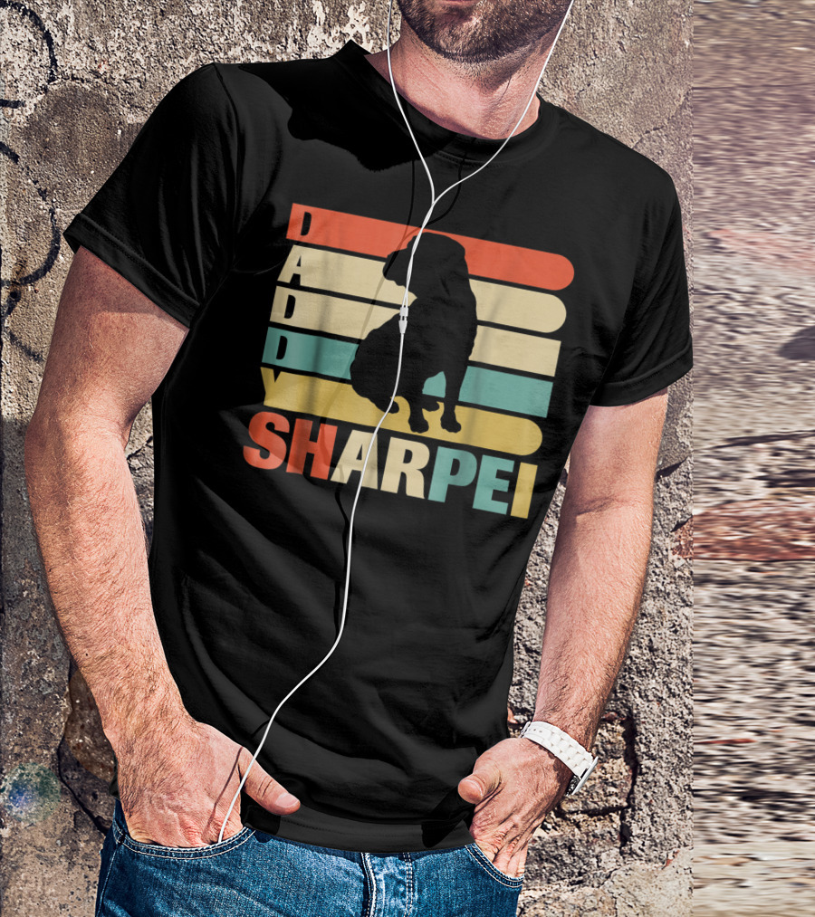 Daddy Sharpei Vintage Love Dog43 Retro T-Shirt