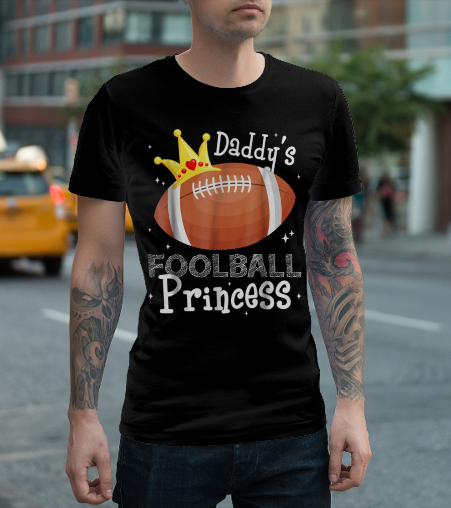 Daddy's Football Princess Football Dad Daughter T-Shirt