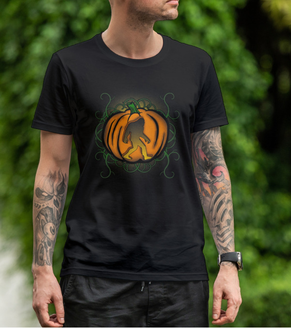 Bigfoot Sasquatch Pumpkin Carved Halloween Kids Dad29 T-Shirt
