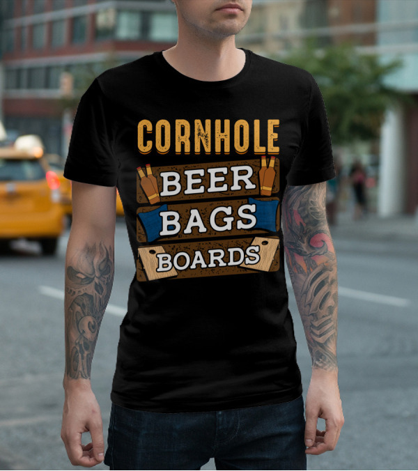 Cornhole Beer Bags Boards Game Dad87 T-Shirt