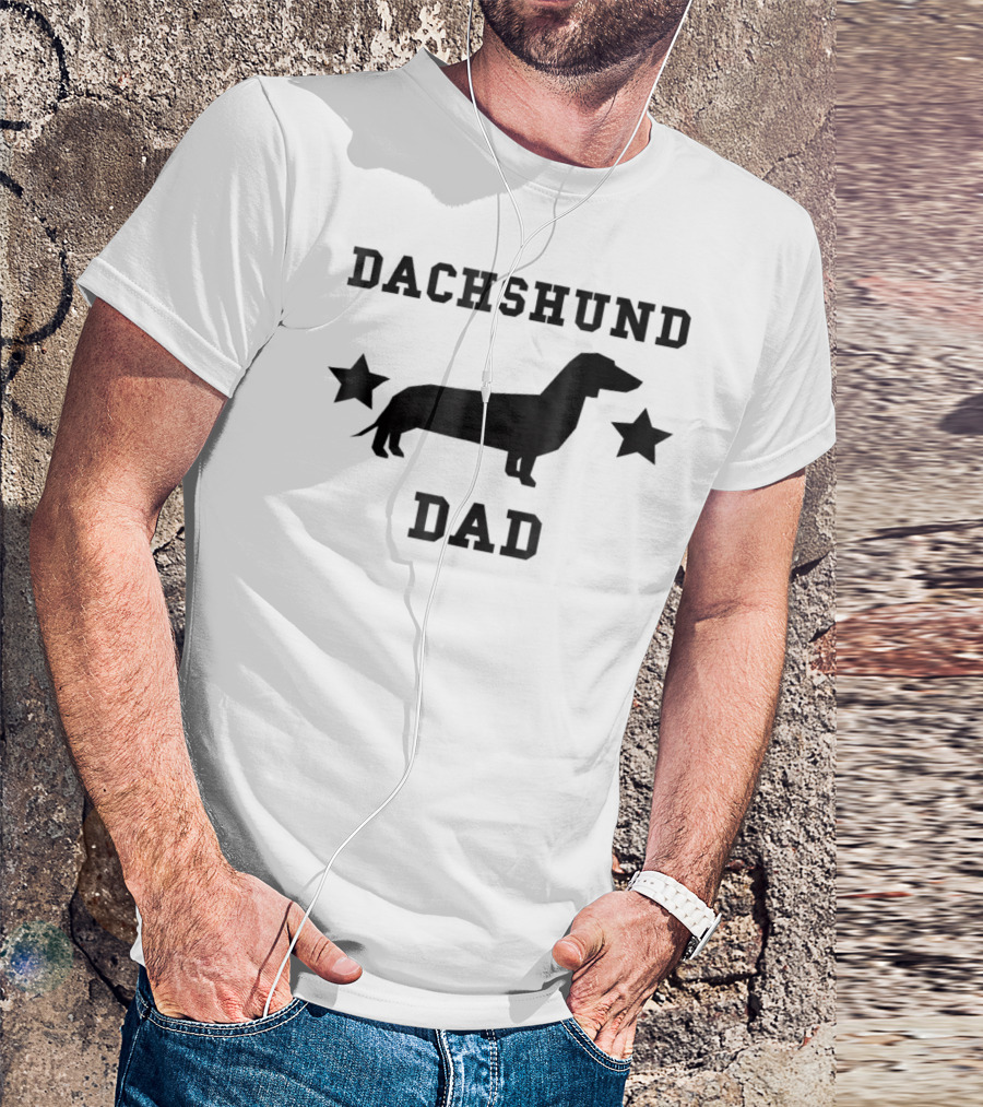 Dachshund Dad Womens Speckled Silhouette Stars T-Shirt