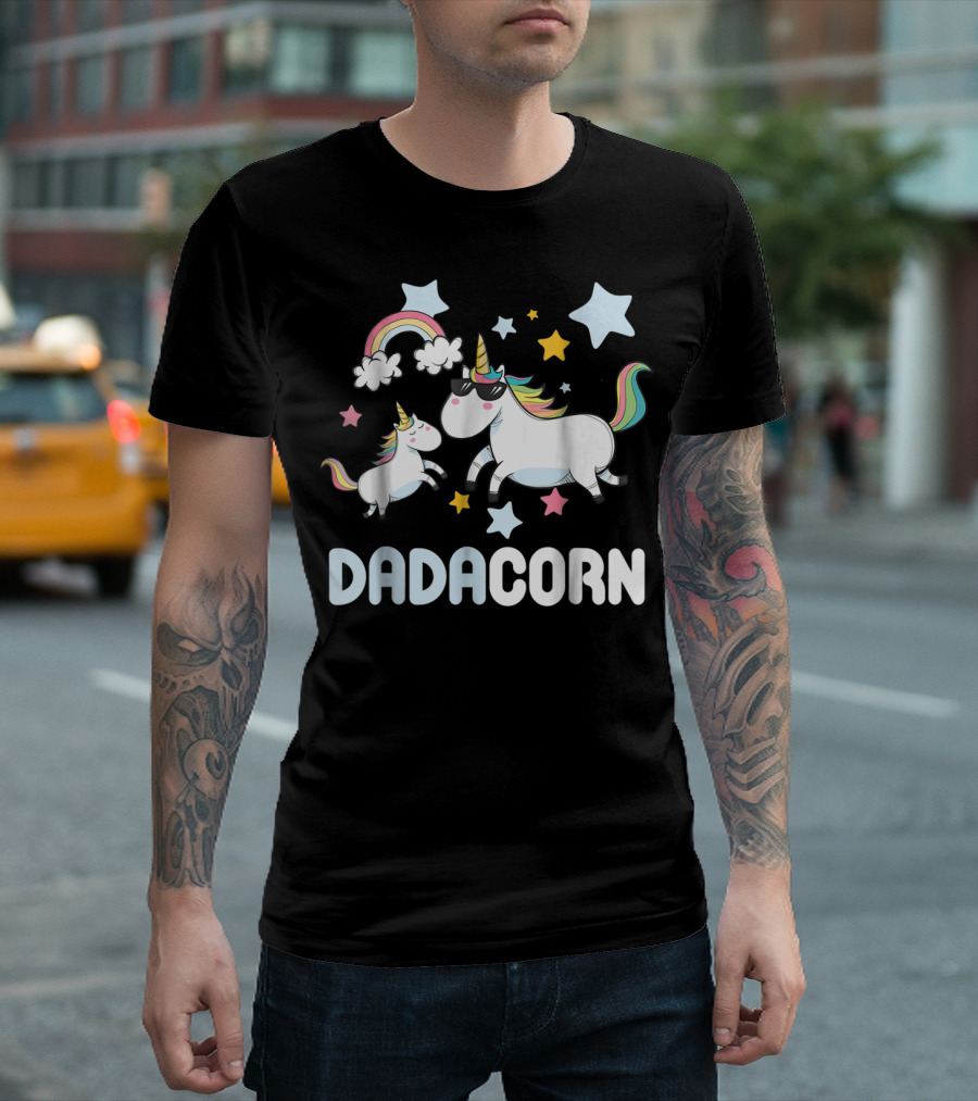 Dadacorn Unicorn with Stars and Rainbow T-Shirt