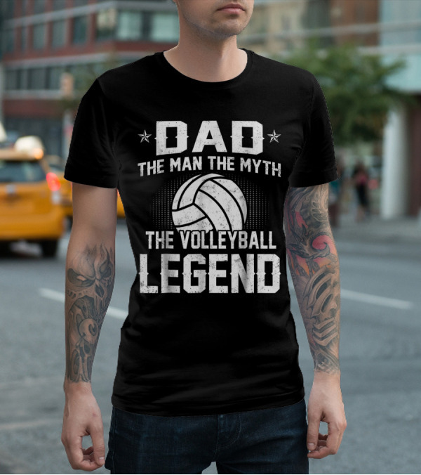 Dad The Man The Myth The Volleyball Legend Star Emblem T-Shirt