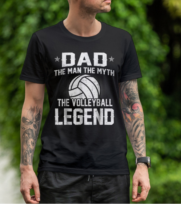 Dad The Man The Myth The Volleyball Legend Star Emblem T-Shirt
