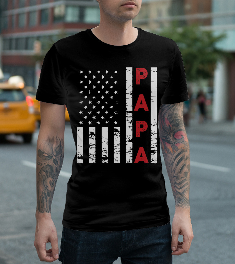 4th of July USA Flag Papa Grandpa T-Shirt