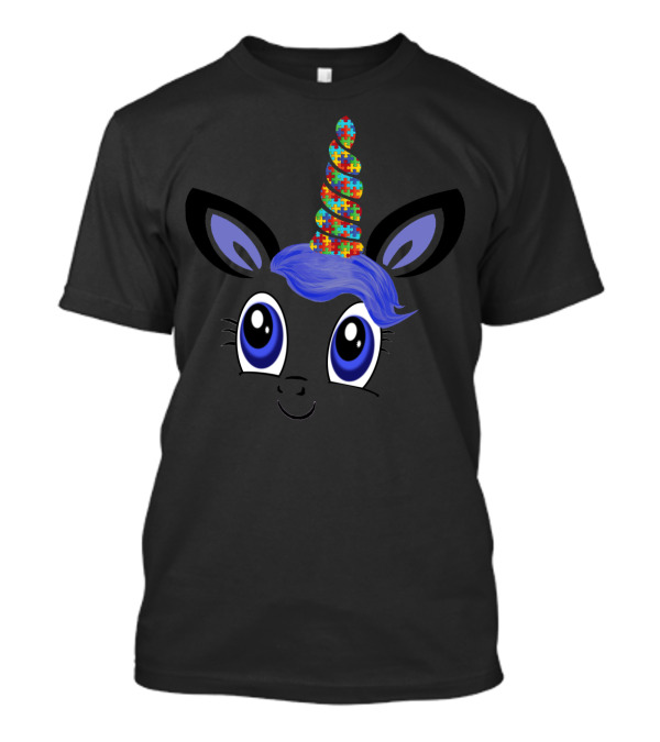 Autism Awareness Unicorn Puzzle Horn Support Grandma86 T-Shirt