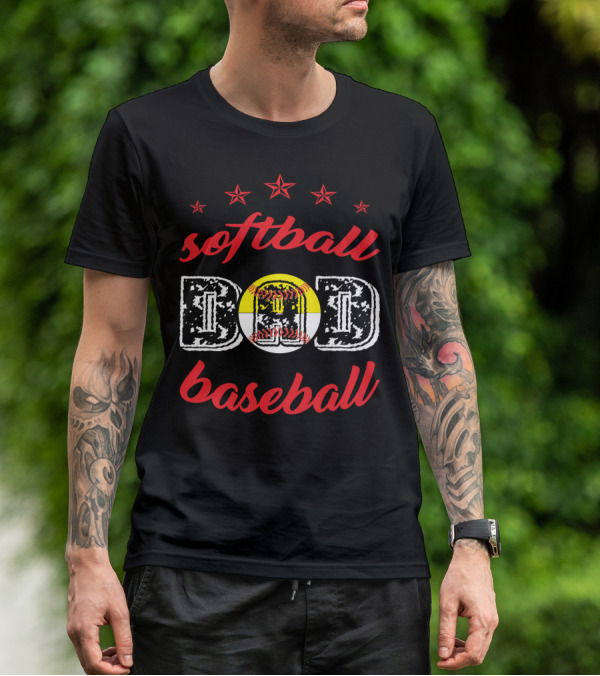 Softball Baseball Dad Stars T-Shirt