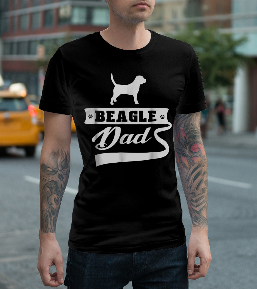 Beagle Dad Dog Mens Animal Dogs Paw Prints T-Shirt