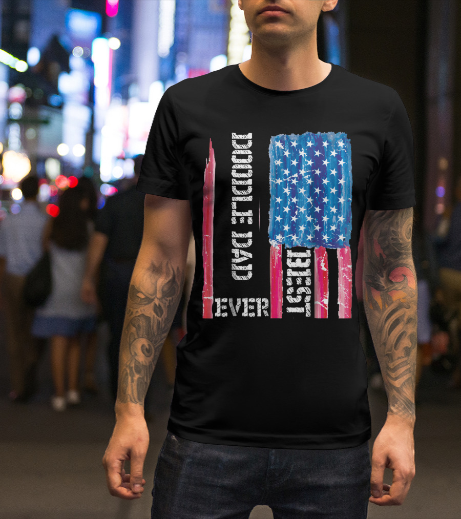 Best Doodle Dad Ever American Flag Distressed Patriotic T-Shirt