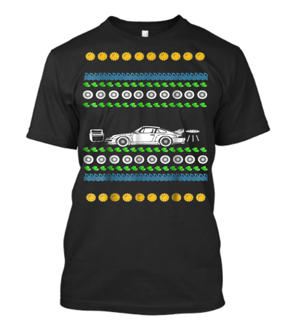 Car Ugly Christmas Race Track Dad Summer Tire Sun Duck Icons T-Shirt