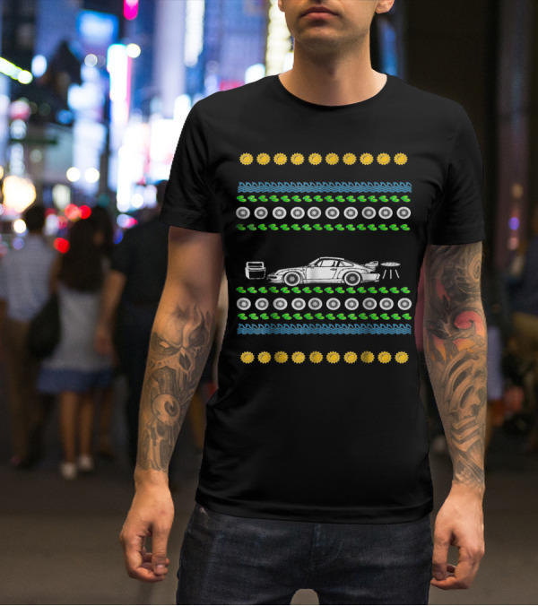 Car Ugly Christmas Race Track Dad Summer Tire Sun Duck Icons T-Shirt