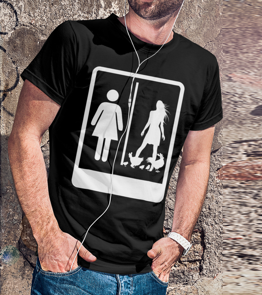 Chicken Dad Funny Rooster My Wife Farmers43 Silhouette Duo With Chickens T-Shirt