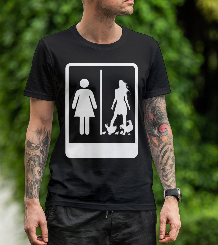 Chicken Dad Funny Rooster My Wife Farmers43 Silhouette Duo With Chickens T-Shirt