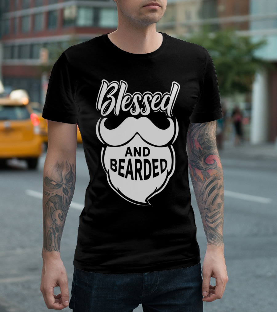 Blessed and Bearded Funny Dad Beard Men T-Shirt