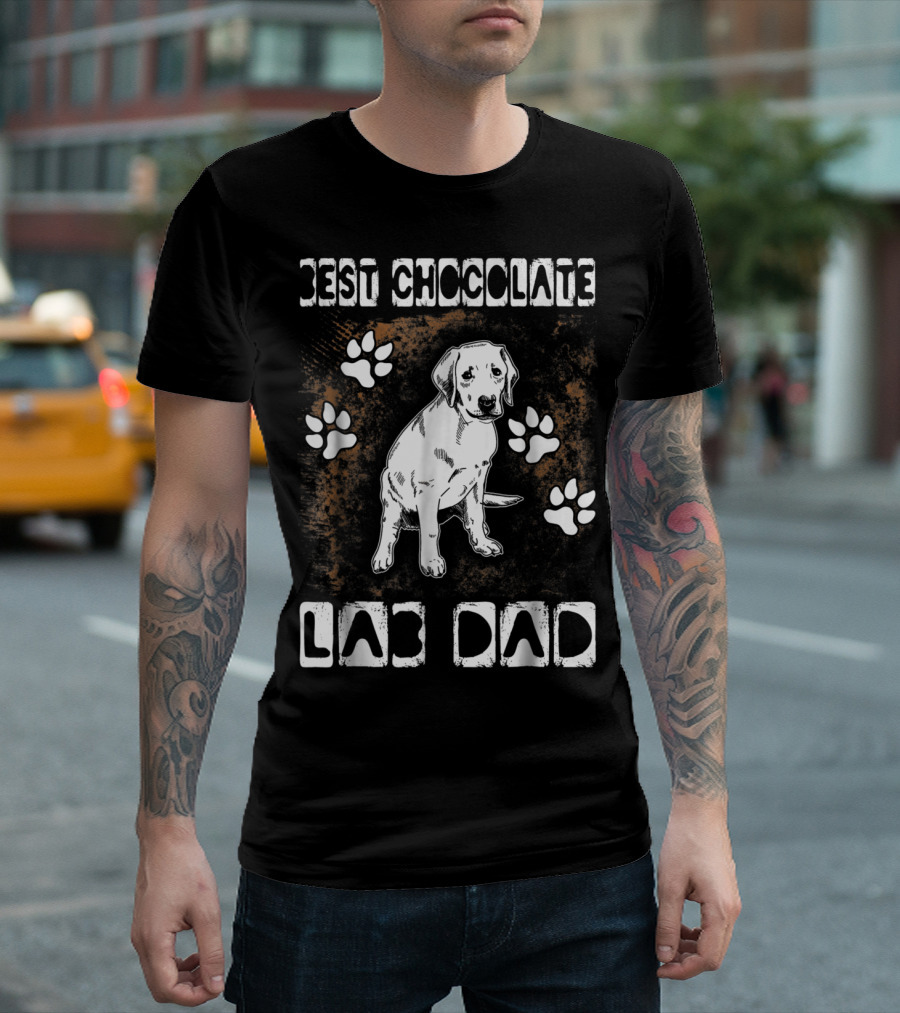 Best Chocolate Lab Dad Paw Print Labrador T-Shirt