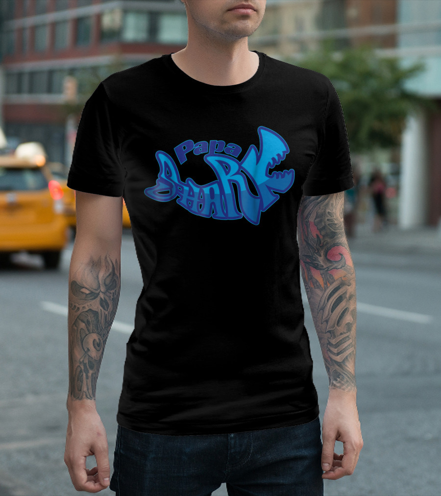 Papa Shark Cute Stylist Dad Fathers Husband91 T-Shirt