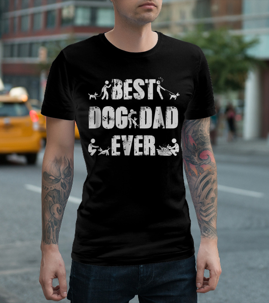 Best Dog Dad Ever Funny For Dog Lovers Playful Activities Icons T-Shirt