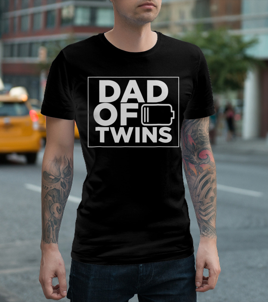 Dad of Twins Low Battery T-Shirt