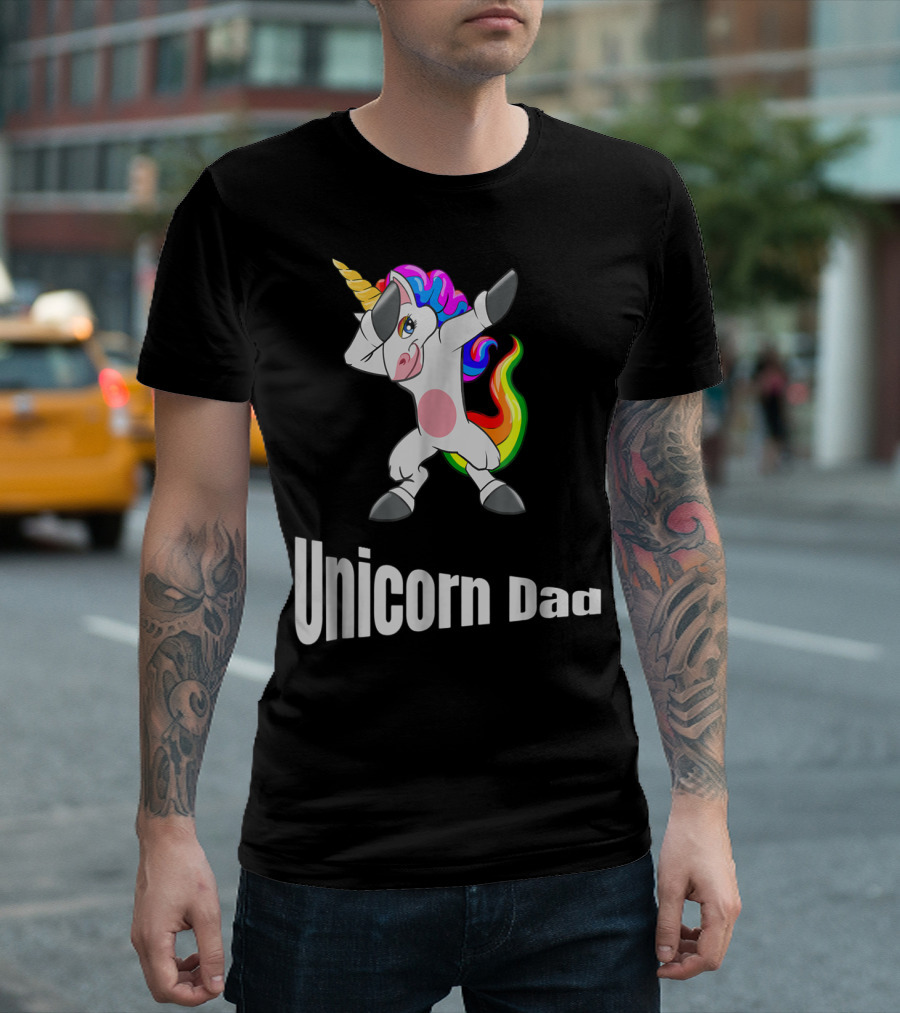 Dabbing Unicorn Dad Rainbow Birthday T-Shirt