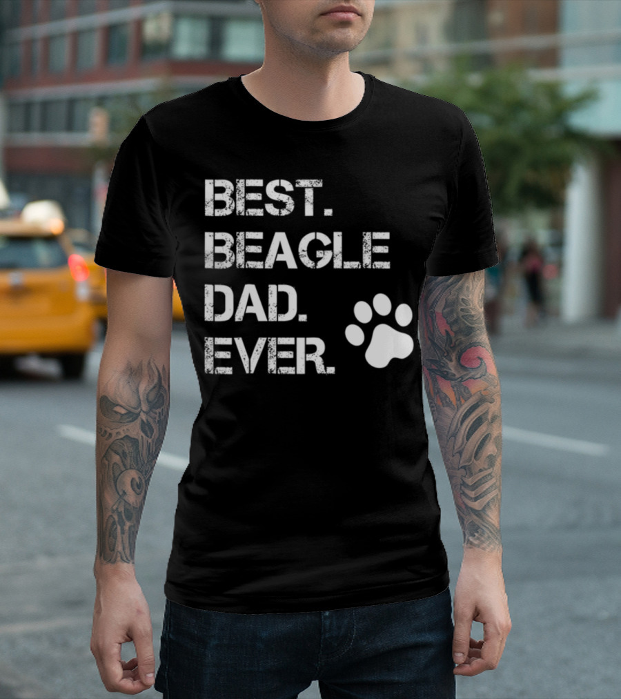 Best Beagle Dad Ever Dog Animal Lover Paw Prints T-Shirt