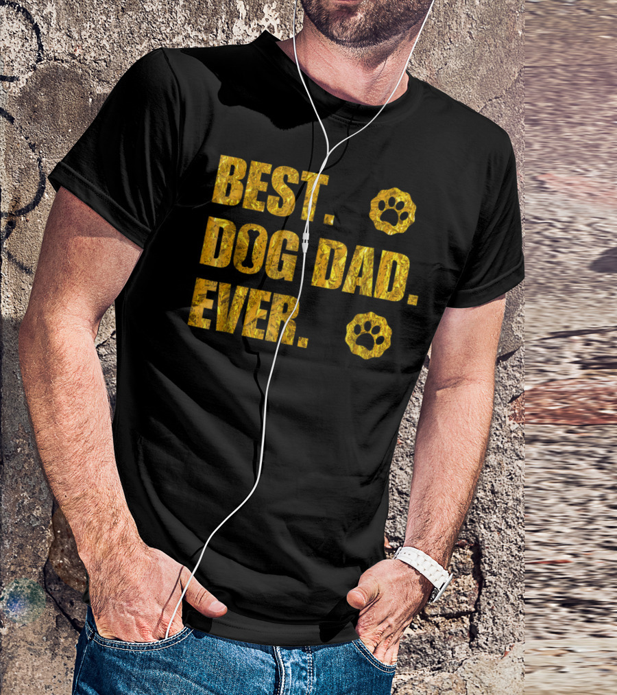 Best Dog Dad Ever Gold Paw Prints T-Shirt