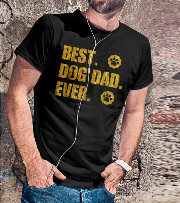 Best Dog Dad Ever Gold Paw Prints T-Shirt