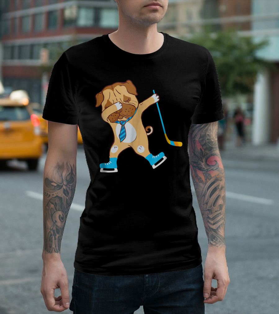 Dabbing Ice Hockey Dog Best Dad Ever Boys T-Shirt