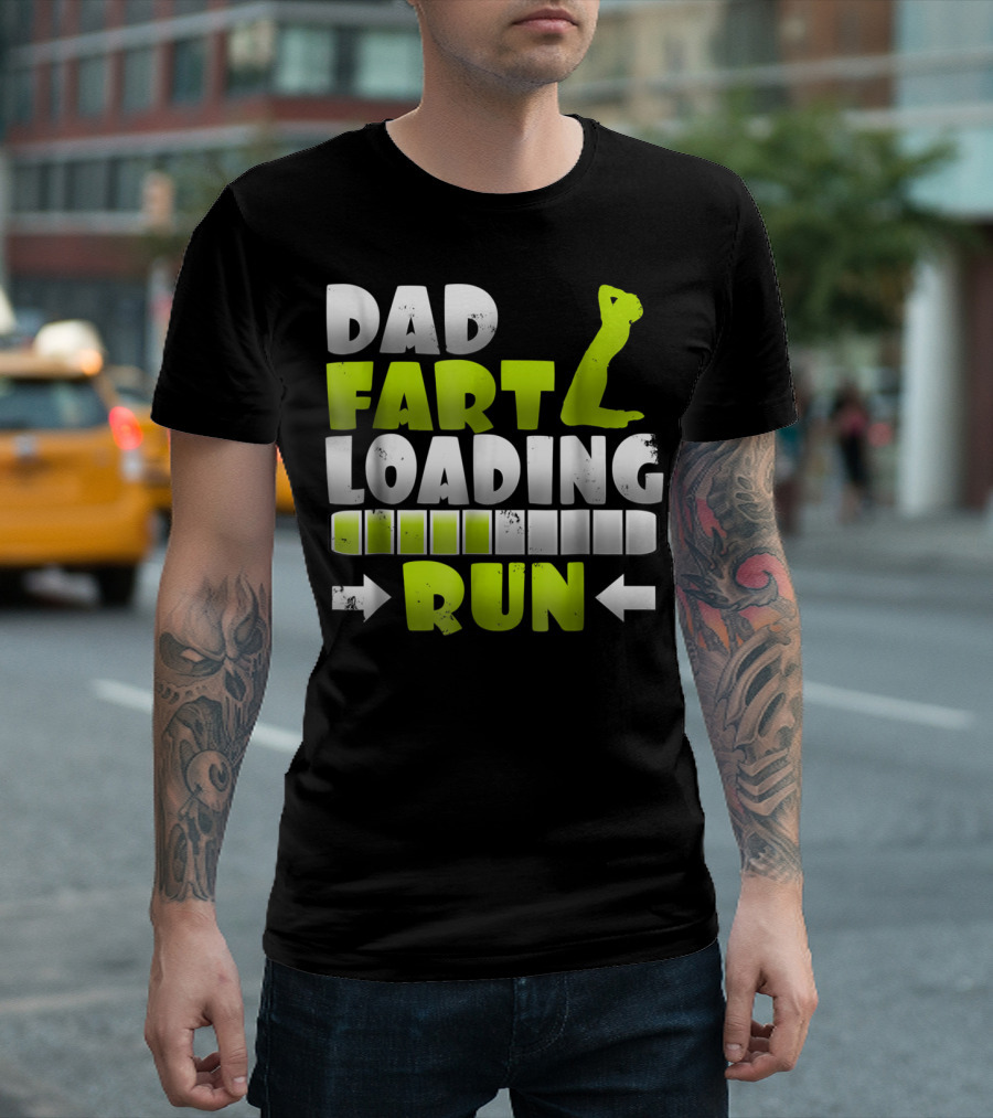 Dad Fart Loading Run Progress Bar Silhouette Arrows T-Shirt
