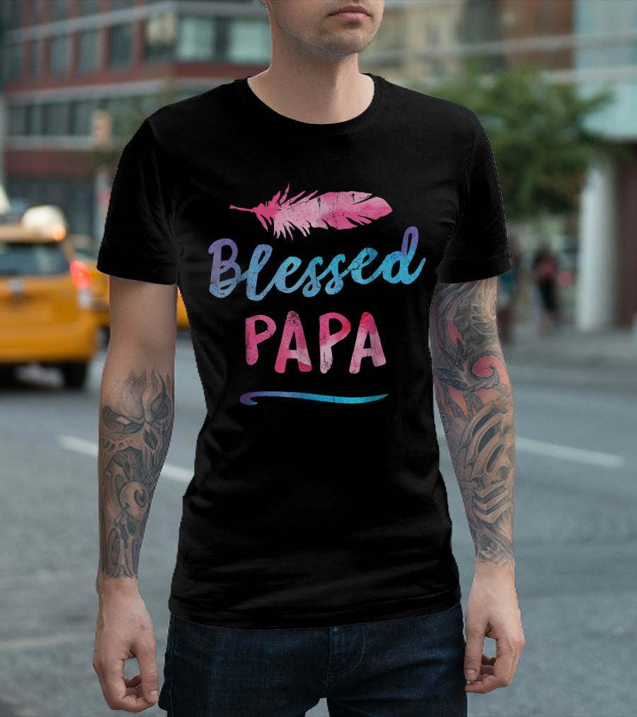 Blessed Papa Feather T-Shirt